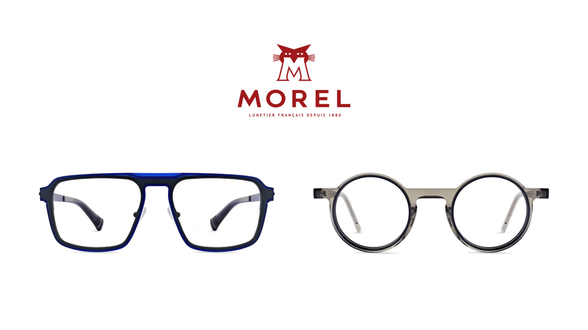Morel naočare Niš: logo Morel i dva okvira iz Optike Radius